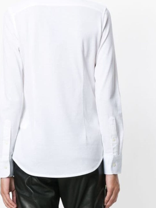 Women's Pique Monochrome Long Sleeve Shirt White