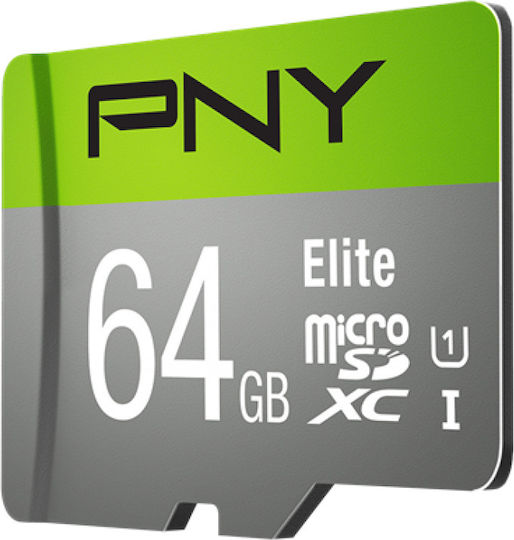 PNY Elite microSDXC 64GB U1 UHS-I 100MB/s με αντάπτορα
