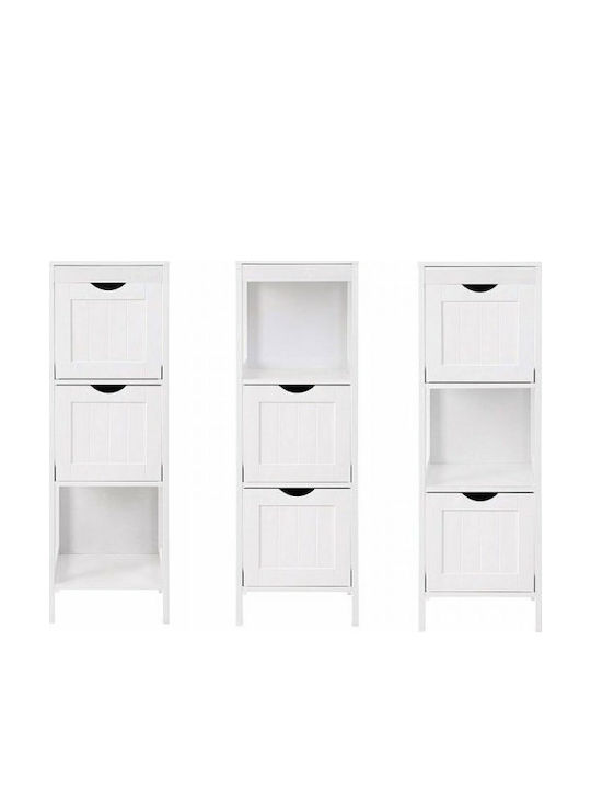 Songmics Подов Рафт за баня Дървен с 3 рафта 30x30x89см Бял