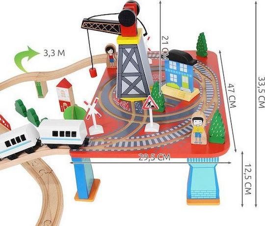 Kruzzel Railway Set with Train made of Wood for 3+ years+ Years