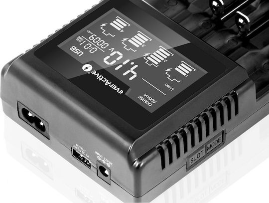EverActive UC-4000 Ladegerät 4 Batterien Li-Ion/Ni-MH Größe AA/AAA/D/18650/16340/26650/14500