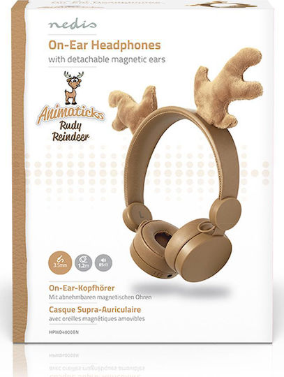 Nedis Rudy Reindeer Ενσύρματα Παιδικά On Ear Ακουστικά Καφέ