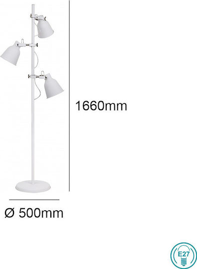 Fan Europe Legend Vintage Floor Lamp H166xW50cm. with Socket for Bulb E27 White