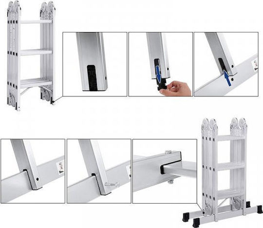 Songmics Multipurpose Aluminum Ladder 4x3 with Maximum Height 3.6m