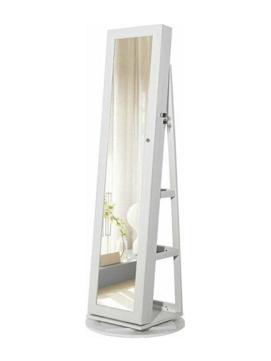 Songmics Oglindă cu Cadru din Lemn Alb 161x38cm