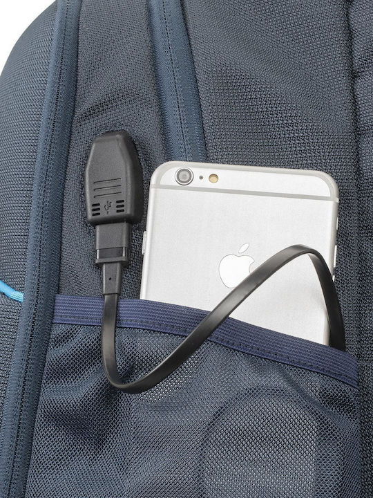 Rivacase Borneo Gaming Backpack Αδιάβροχη Τσάντα για Laptop 17.3" με Θύρα USB Dark Blue