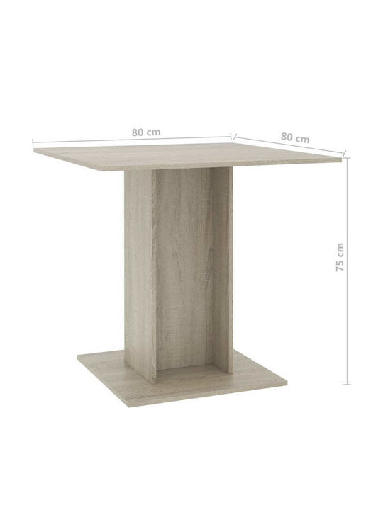 Table Kitchen Wooden Sonoma 80x80x75cm