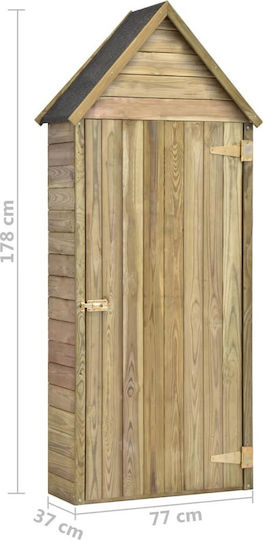Wooden Garden Warehouse with Single-Leaf Door Brown L0.77xW0.37xH1.78cm