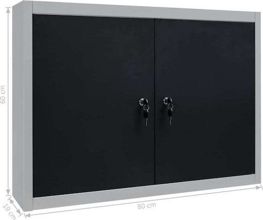 vidaXL Metallic Tool Carrier W80xD19xH60cm