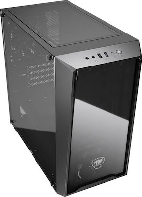 Cougar MG120-G Gaming Mini Tower Κουτί Υπολογιστή με Πλαϊνό Παράθυρο Μαύρο