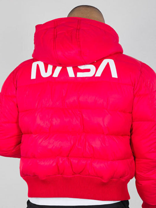 Hooded Χειμωνιάτικο Μπουφάν Puffer Κόκκινο
