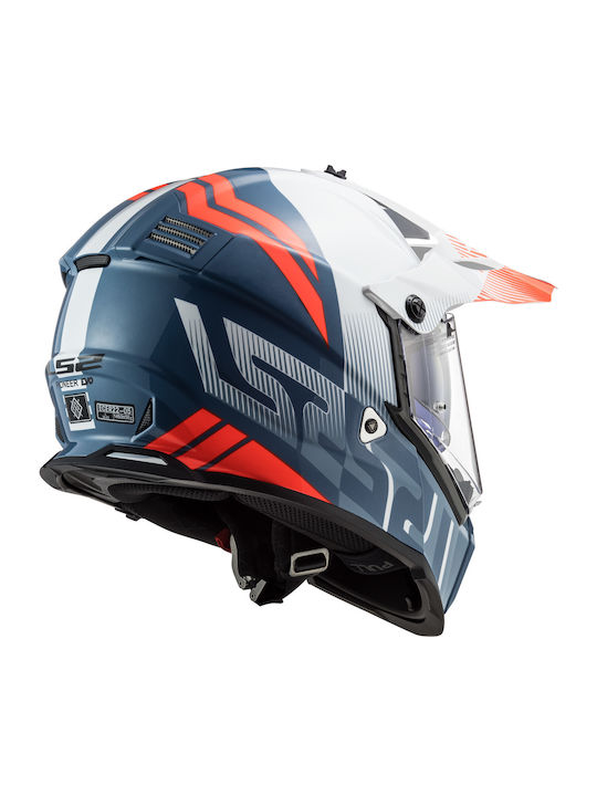 LS2 Pioneer Evo MX436 Evolve On-Off Helmet with Sun Visor ECE 22.05 1350gr White Cobalt