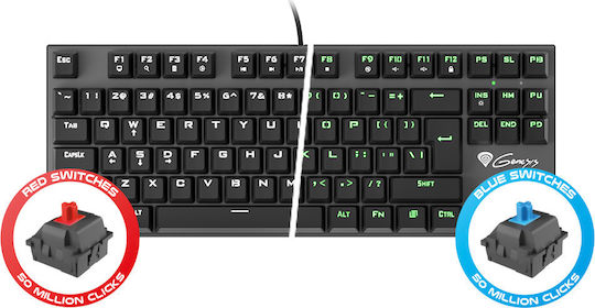 Genesis Thor 300 TKL Gaming Μηχανικό Πληκτρολόγιο Tenkeyless με Outemu Blue διακόπτες και Φωτιζόμενα πλήκτρα (Αγγλικό US)
