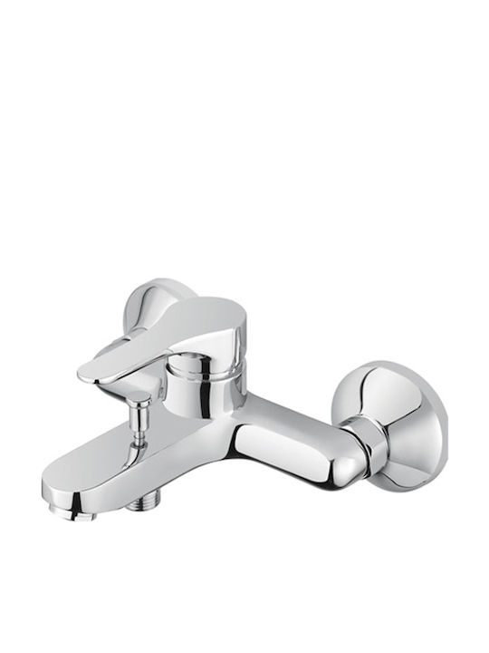 M&Z Rubinetterie &Co Mixing Bathtub Shower Faucet Complete Set Silver