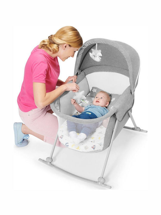 Kinderkraft Cradle Lovi with Mattress and Wheels Grey