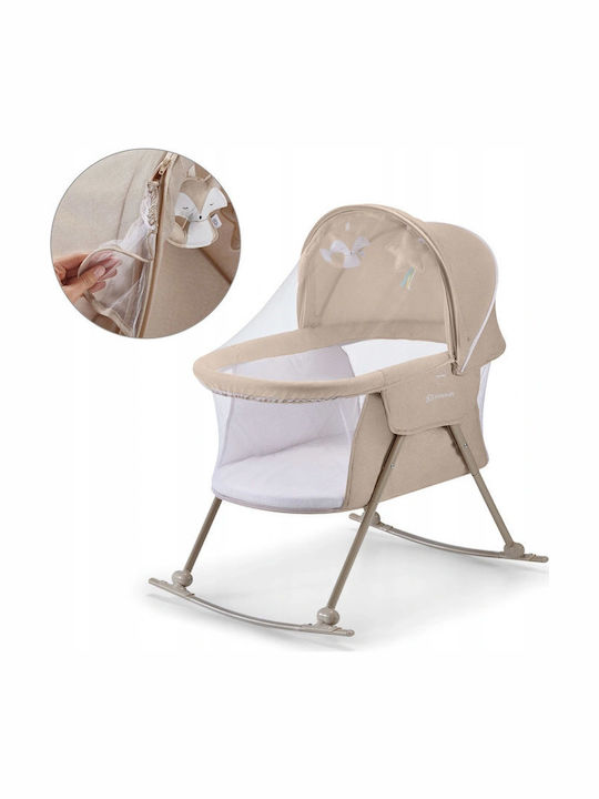 Kinderkraft Cradle Lovi with Mattress and Wheels Beige