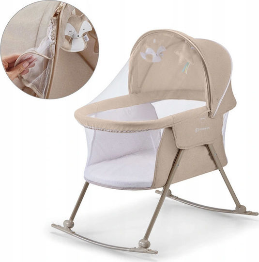 Kinderkraft Cradle Lovi with Mattress and Wheels Beige