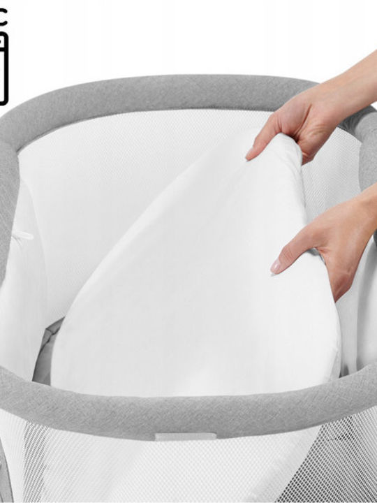 Kinderkraft Cradle Lovi with Mattress and Wheels Beige
