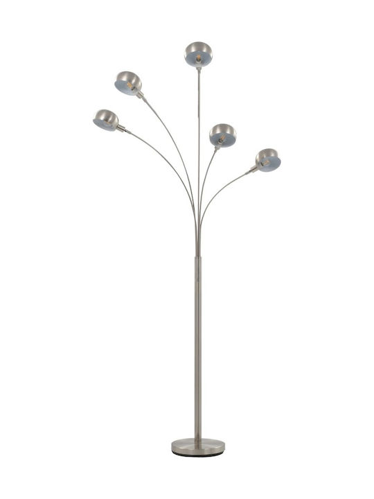 vidaXL Floor Lamp H200xW28cm. with Socket for Bulb E14 Silver