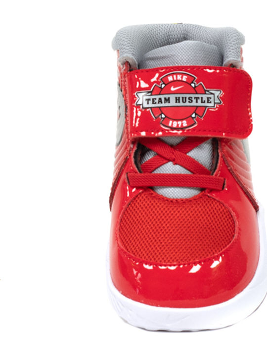 Hustle Team Hustle D 9 Auto TD Kids Sports Shoes Basketball with Hoop & Loop Closure University Red / Metallic Silver