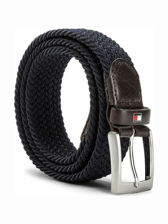 New Adan 3.5 Elastic Men's Belt Leather Knitted Navy Blue