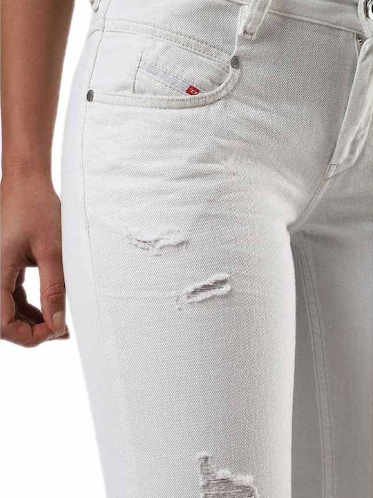 Belthy-Ankle Γυναικείο Jean Παντελόνι με Σκισίματα Λευκό