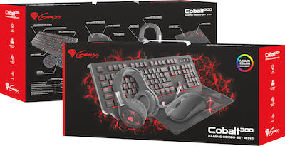Natec Cobalt 300 Комплект Гейминг Клавиатура с RGB подсветка & Мишка (Английски US) Черен