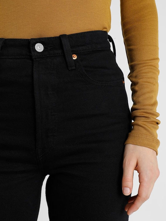 Ribcage High Waist Women's Jean Trousers in Slim Fit Black Heart