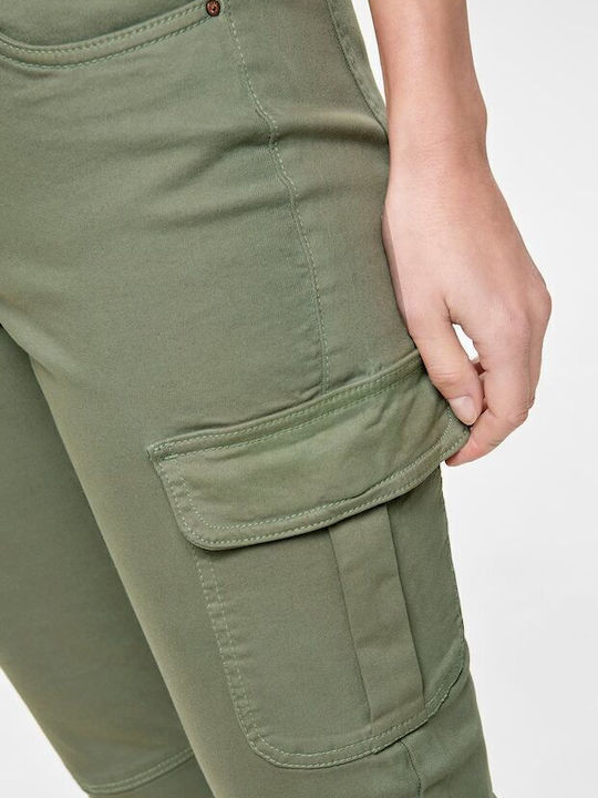 Ankle Γυναικείο Υφασμάτινο Cargo Παντελόνι Oil Green
