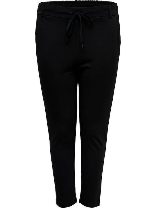 Curvy Solid Colored Γυναικείο Υφασμάτινο Παντελόνι σε Loose Εφαρμογή Μαύρο