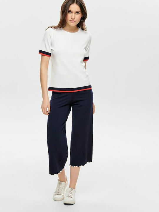 Only Wide Women's High-waisted Cotton Trousers in Wide Line Night Sky