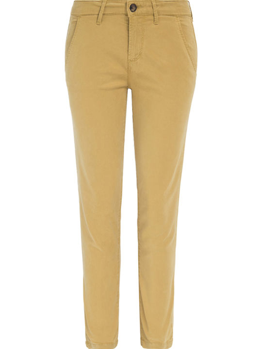 Pepe Jeans Maura Women's Capri Chino Trousers in Slim Fit Yellow