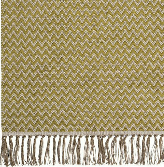 Synchronia Zickzack Teppich Rechteckig Synthetisch,Polyester/Cotton/Leather Gold