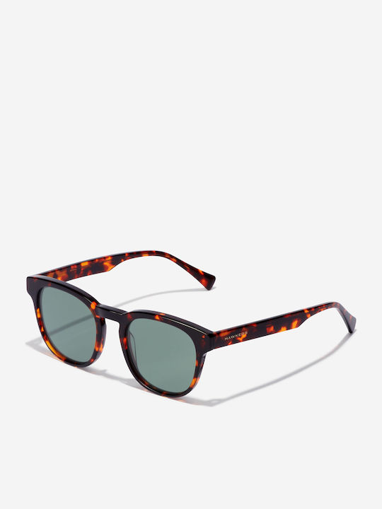 Hawkers Woody Unisex Sunglasses with Brown Tartaruga Plastic Frame and Green Lens