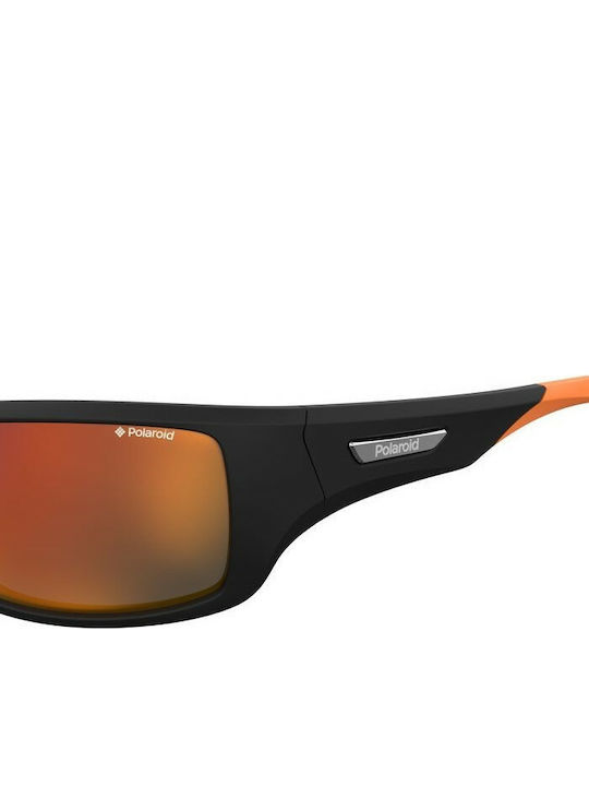 Polaroid Men's Sunglasses with Black Plastic Frame and Orange Polarized Mirror Lens PLD7013/S CAXOZ