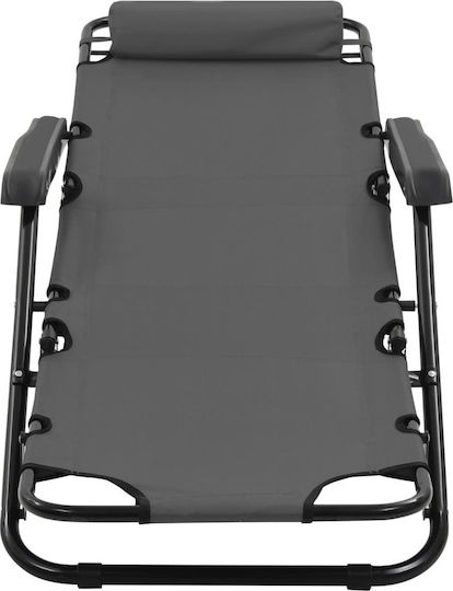vidaXL Lounger-Armchair Beach with Recline 2 Slots Gray 138x61x89cm Set of 2pcs