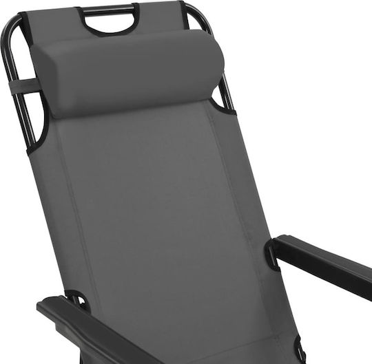 vidaXL Lounger-Armchair Beach with Recline 2 Slots Gray 138x61x89cm Set of 2pcs