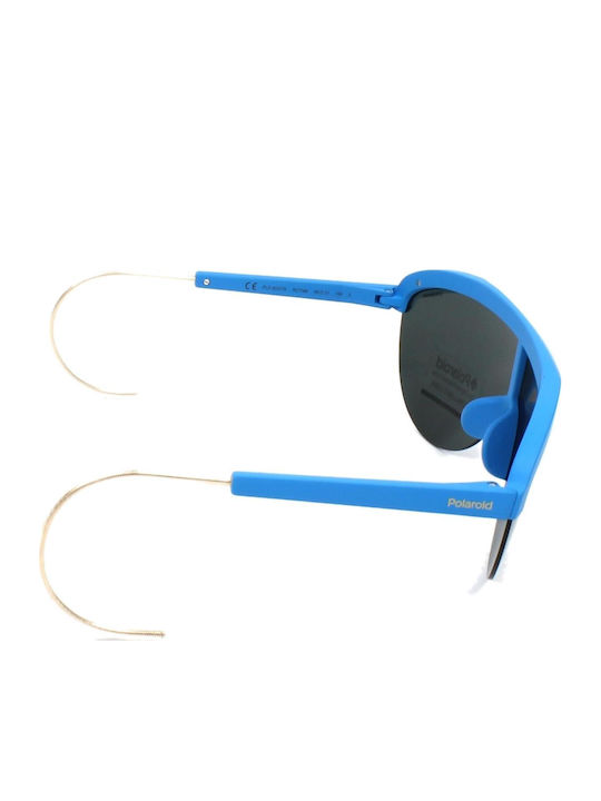 Polaroid Men's Sunglasses with Blue Frame and Black Polarized Lens PLD6037/S RCT/99
