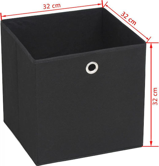 vidaXL Текстил Кутия за съхранение с капак Черен 32x32x32см 10бр