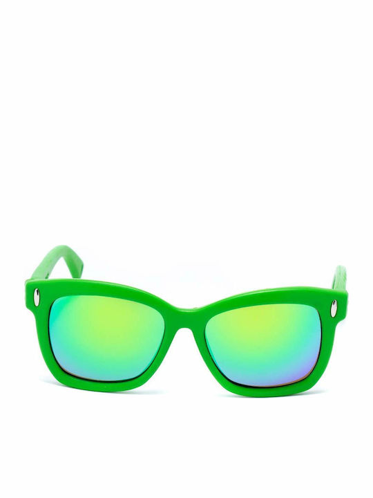 Italia Independent Men's Sunglasses with Green Plastic Frame and Green Mirror Lens 0011.033.000