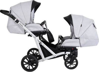 Kunert Booster 3 in 1 Verstellbar Doppelter Kinderwagen Geeignet für Neugeborene Light Grey