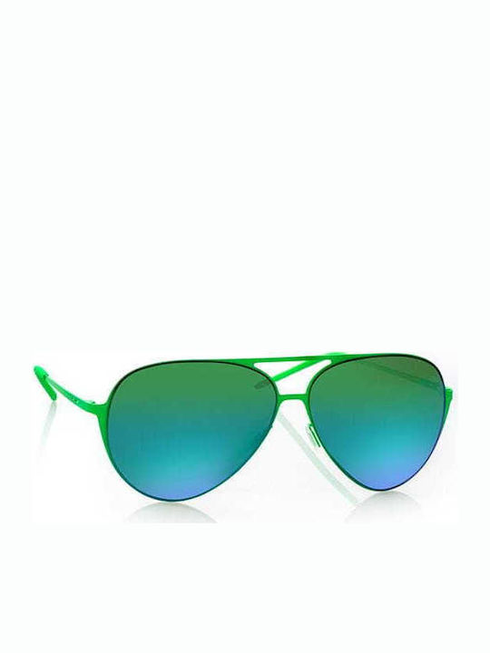 Italia Independent Herren Sonnenbrille mit Grün Metall Gestell und Grün Spiegel Linse 0200.033.000