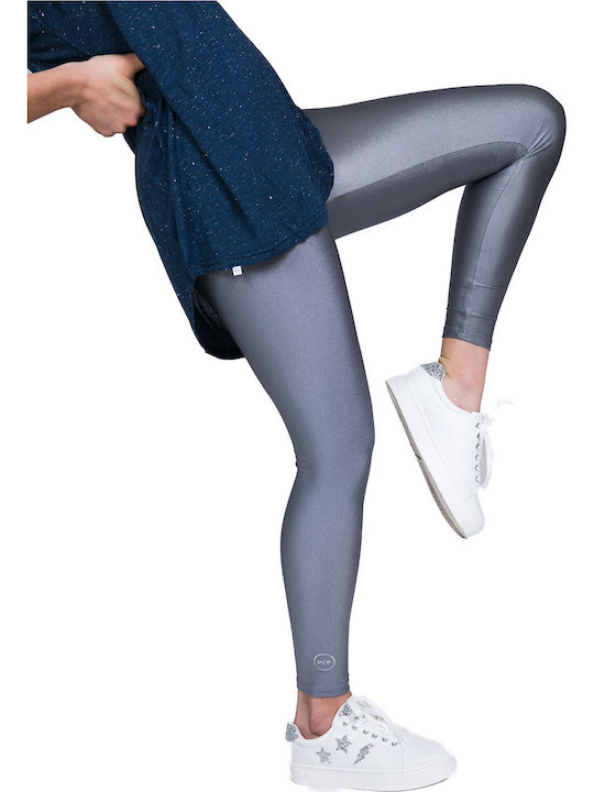 Jacqueline Shiny Women's Long Everyday Legging Shiny Gray
