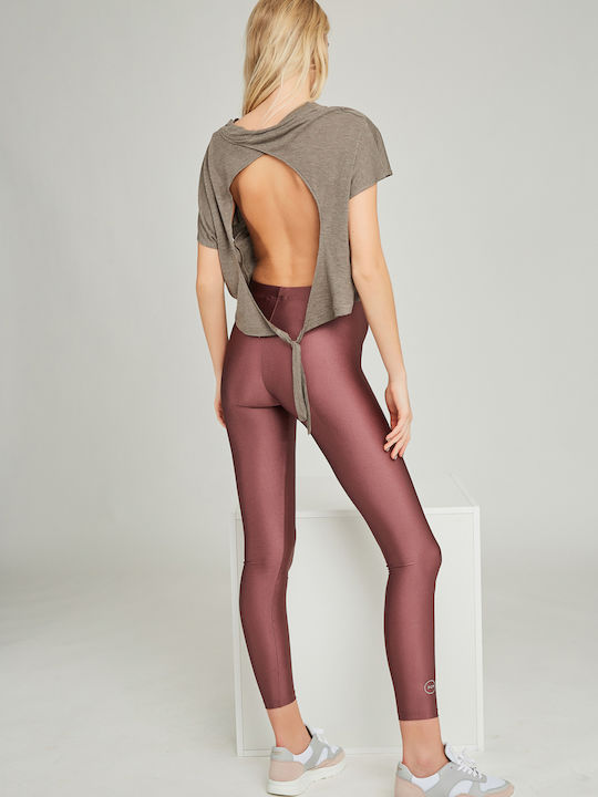 Jacqueline Shiny Ежедневна Женски Дълга легинси Бляскави Plum