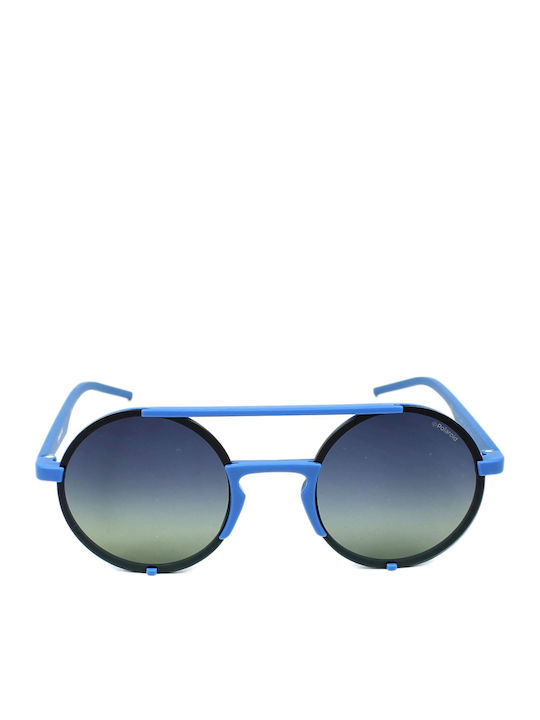 Polaroid Women's Sunglasses with Blue Metal Frame and Gray Polarized Lens PLD6016/S ZDI/PW