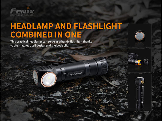 Fenix Wiederaufladbar Stirnlampe LED IP68 mit maximaler Helligkeit 1200lm Schwarz