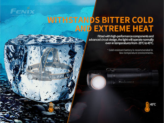 Fenix Wiederaufladbar Stirnlampe LED IP68 mit maximaler Helligkeit 1200lm Schwarz