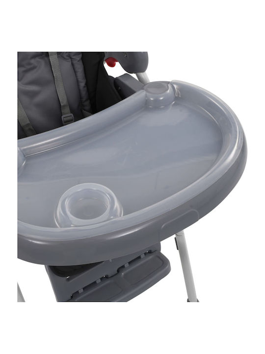 vidaXL Foldable Baby Highchair with Adjustable Height Gray