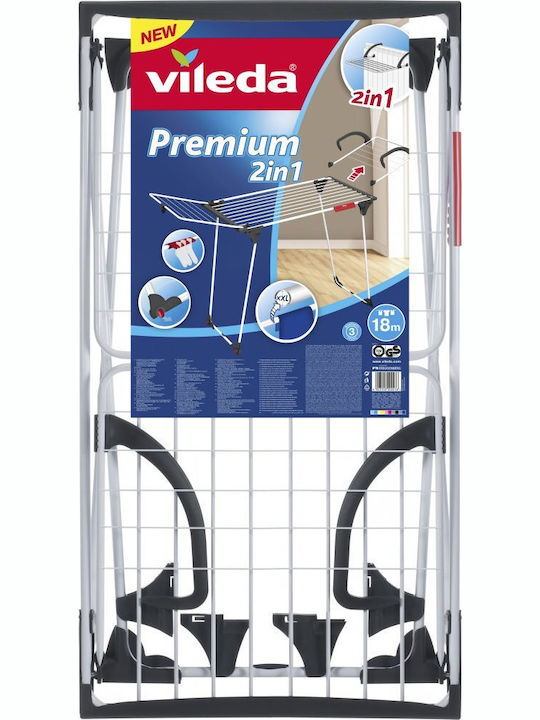 Vileda Premium 2in1 Πτυσσόμενη Απλώστρα Δαπέδου από Αλουμίνιο με Μήκος Απλώματος 20m