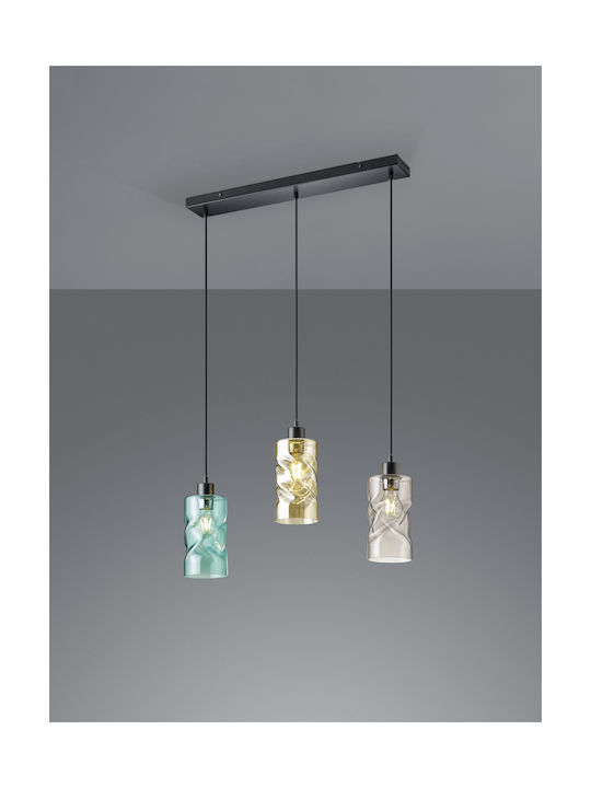 Trio Lighting Swirl Μοντέρνο Κρεμαστό Φωτιστικό Τρίφωτο Ράγα με Ντουί E27 Πολύχρωμο